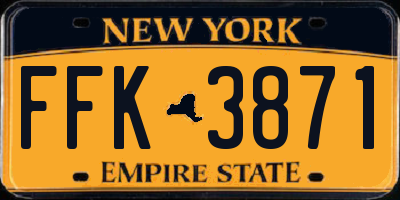 NY license plate FFK3871