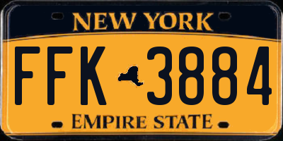 NY license plate FFK3884