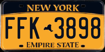 NY license plate FFK3898