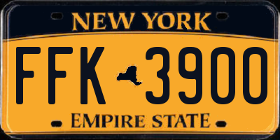 NY license plate FFK3900