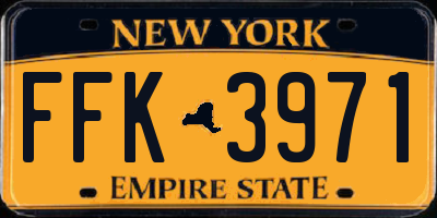 NY license plate FFK3971