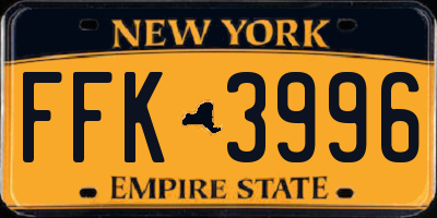 NY license plate FFK3996