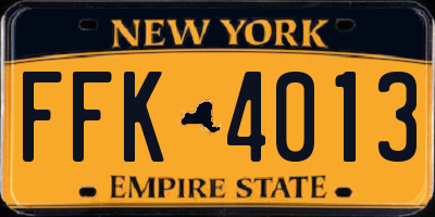 NY license plate FFK4013