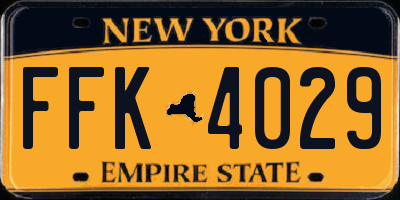 NY license plate FFK4029