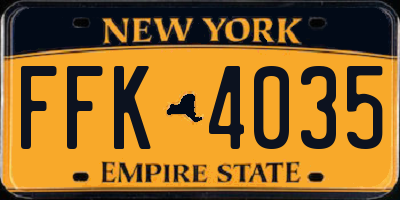 NY license plate FFK4035