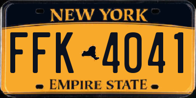 NY license plate FFK4041