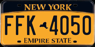 NY license plate FFK4050