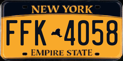 NY license plate FFK4058
