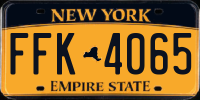 NY license plate FFK4065