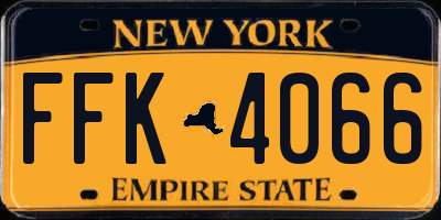 NY license plate FFK4066