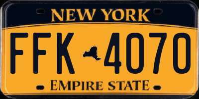 NY license plate FFK4070
