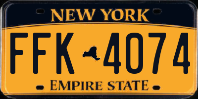 NY license plate FFK4074