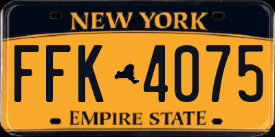 NY license plate FFK4075