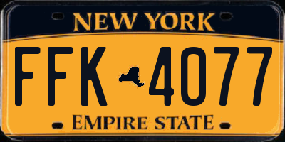 NY license plate FFK4077