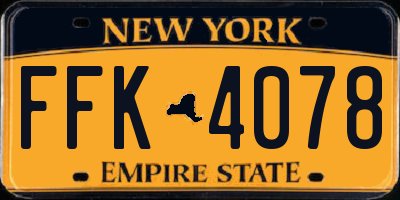 NY license plate FFK4078