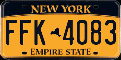 NY license plate FFK4083