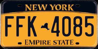 NY license plate FFK4085