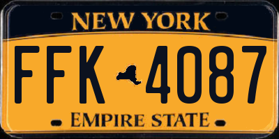 NY license plate FFK4087