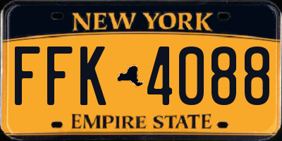 NY license plate FFK4088