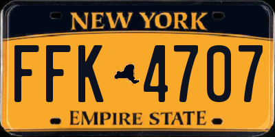 NY license plate FFK4707