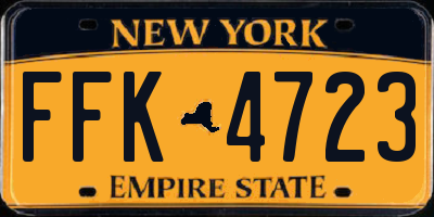 NY license plate FFK4723