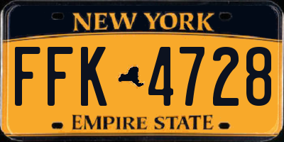 NY license plate FFK4728