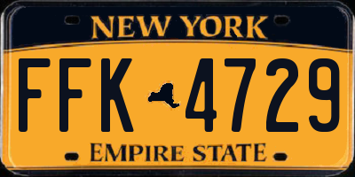 NY license plate FFK4729
