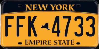 NY license plate FFK4733