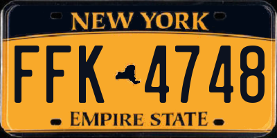 NY license plate FFK4748