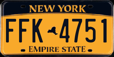 NY license plate FFK4751
