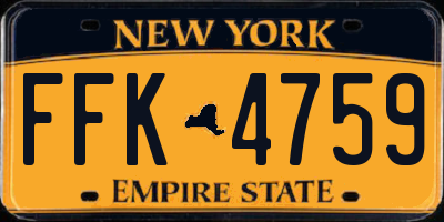 NY license plate FFK4759