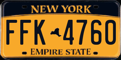 NY license plate FFK4760