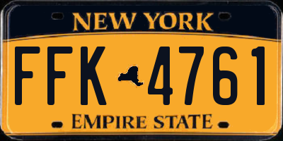 NY license plate FFK4761