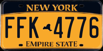 NY license plate FFK4776