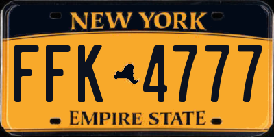 NY license plate FFK4777