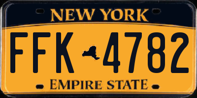 NY license plate FFK4782