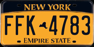 NY license plate FFK4783
