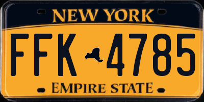 NY license plate FFK4785