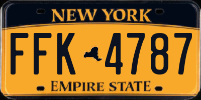 NY license plate FFK4787