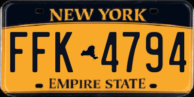 NY license plate FFK4794