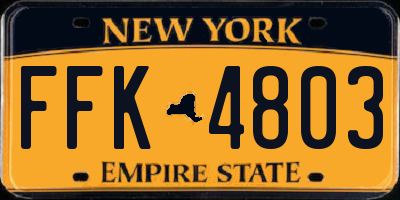 NY license plate FFK4803