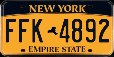 NY license plate FFK4892