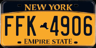 NY license plate FFK4906