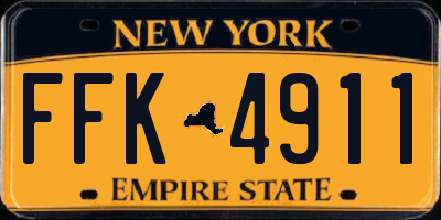 NY license plate FFK4911