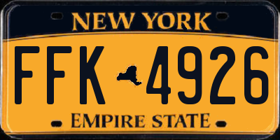 NY license plate FFK4926