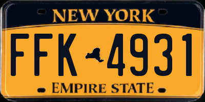 NY license plate FFK4931