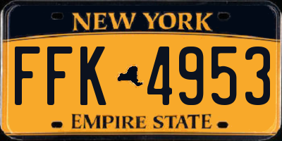NY license plate FFK4953