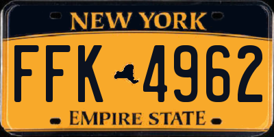 NY license plate FFK4962