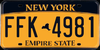 NY license plate FFK4981