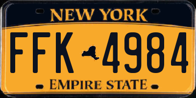 NY license plate FFK4984